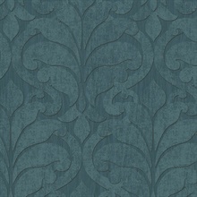 Vallon Teal Damask Wallpaper