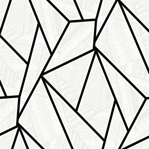 Vector Geo Geometric Ebony & Morning Fog Peel and Stick Wallpaper