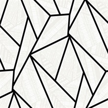 Vector Geo Geometric Ebony & Morning Fog Peel and Stick Wallpaper
