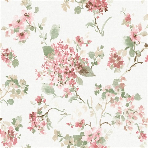 Veiled Garden Pink Floral Wallpaper