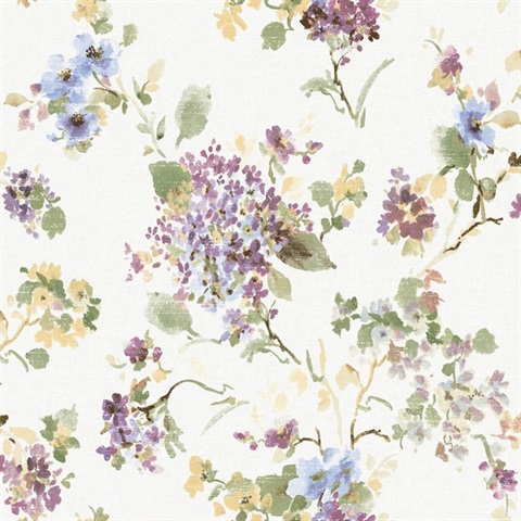 Veiled Garden Plum Floral Wallpaper