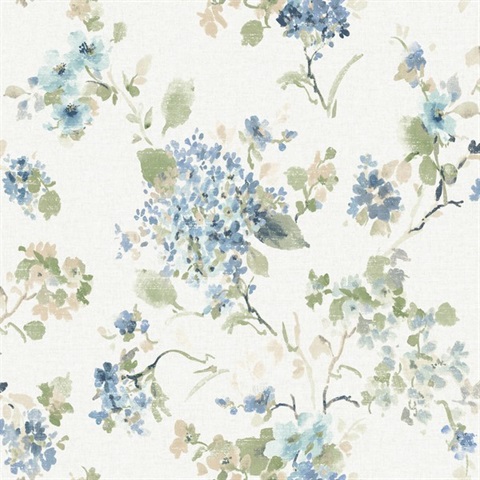 Veiled Garden Sky Blue Floral Wallpaper
