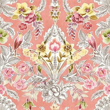 Vera Pink Retro Floral Damask Wallpaper