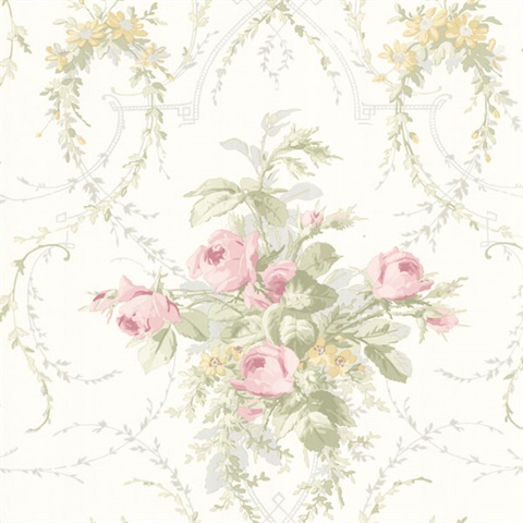Verdant Pink Floral Bouquet Wallpaper