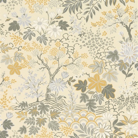 Vesper Eggshell Forest Floral Wallpaper