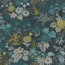 Vesper Teal Forest Floral Wallpaper
