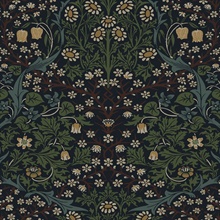 Victorian Garden Floral Midnight Blue & Evergreen Peel and Stick Wallp