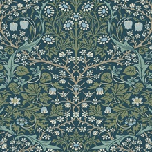 Victorian Garden Floral Prussian Blue & Moss Green Peel and Stick Wall