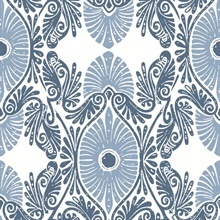 Villa Blue Embellished Ogee Wallpaper