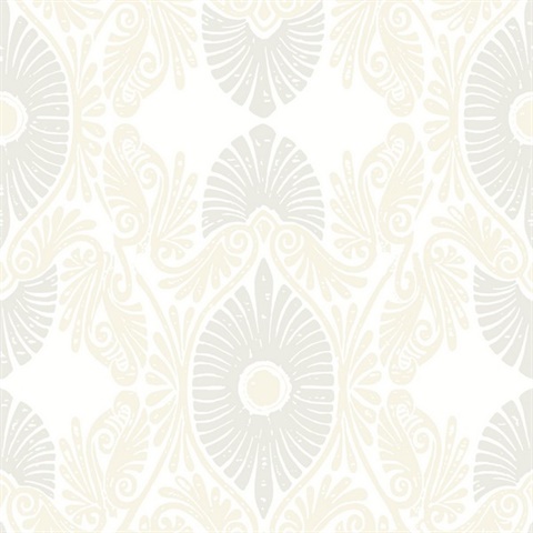 Villa Bone Embellished Ogee Wallpaper