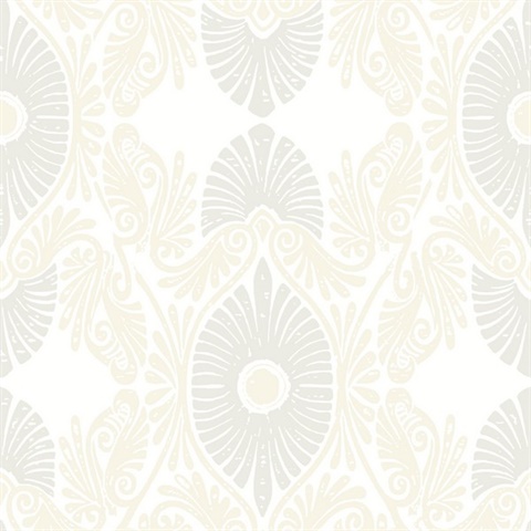 Villa Bone Embellished Ogee Wallpaper