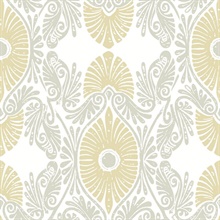 Villa Light Yellow Embellished Ogee Wallpaper