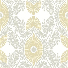 Villa Light Yellow Embellished Ogee Wallpaper