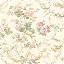Villa Pink Floral Tapestry Wallpaper
