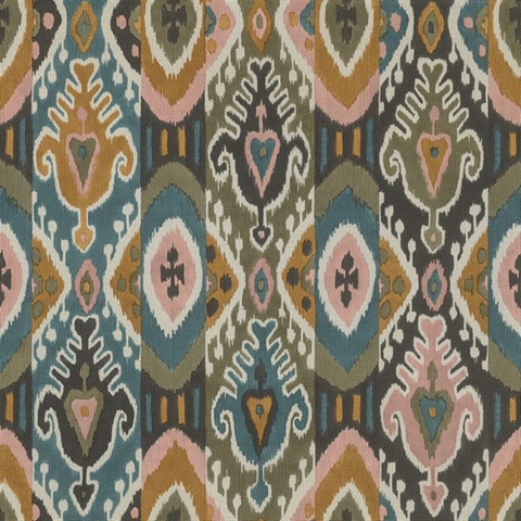 Villon Mustard Texture Watercolor Ikat Stripe Wallpaper