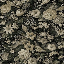 Vintage Bird Garden Botanical Ebony & Pale Fern Peel and Stick Wallpap
