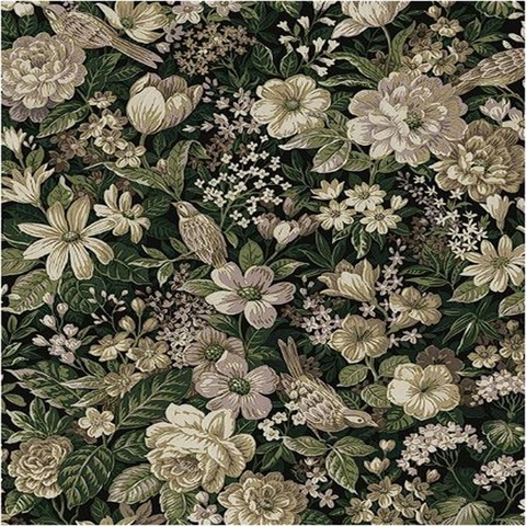 Vintage Bird Garden Botanical Green & Mauve Peel and Stick Wallpaper
