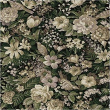 Vintage Bird Garden Botanical Green & Mauve Peel and Stick Wallpaper