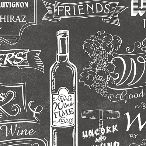 Vintage Black & White Wine Sayings Wallpaper