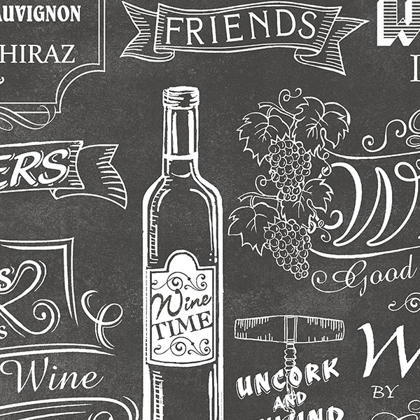 CK36631 - Creative Kitchens | Vintage Black & White Wine Sayings Wallpaper  | Wallpaper Boulevard