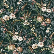 Vintage Floral Forest Green Peel and Stick Wallpaper