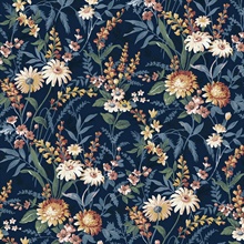 Vintage Floral Navy Blue Peel and Stick Wallpaper