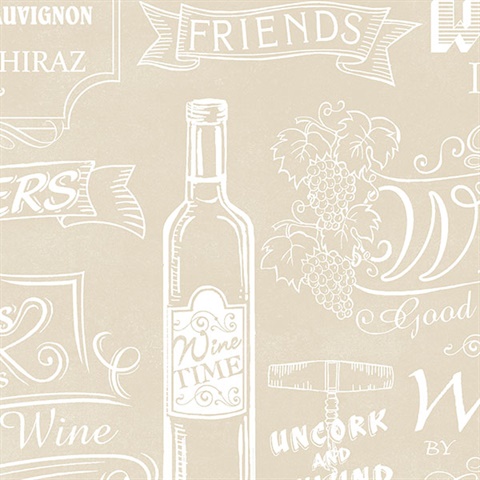 Vintage Taupe Wine Sayings Wallpaper