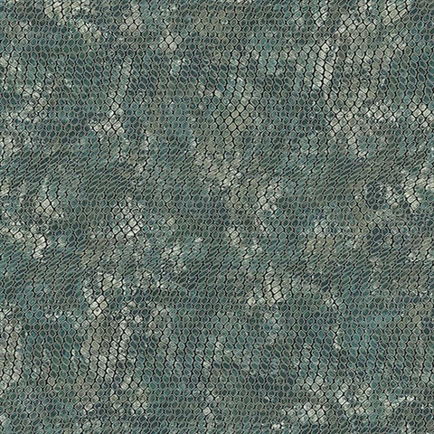 Viper Teal Faux Textured Snakeskin Wallpaper