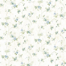 Virginia Blue Floral Vine Wallpaper