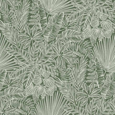 Vita Green Tropical Leaf Wallpaper