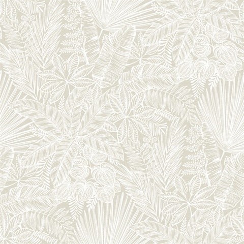 Vita Off-White Tropical Leaf Wallpaper
