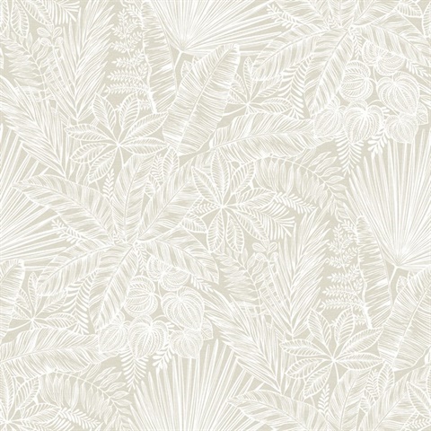 Vita Off-White Tropical Leaf Wallpaper