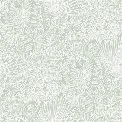 Vita Sage Tropical Leaf Wallpaper
