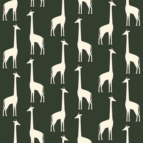 Vivi Green Giraffes Wallpaper