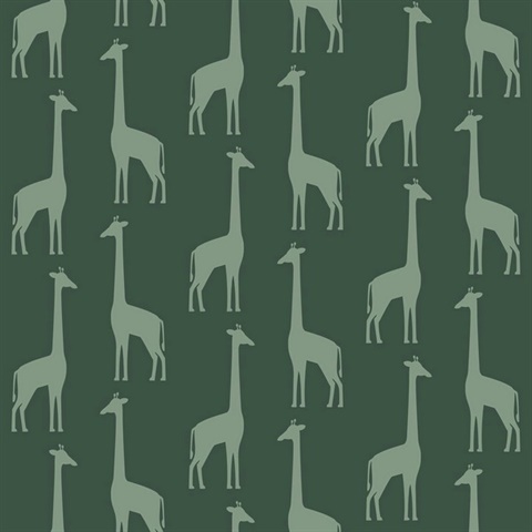 Vivi Teal Giraffes Wallpaper
