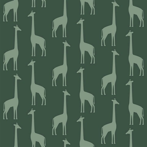 Vivi Teal Giraffes Wallpaper