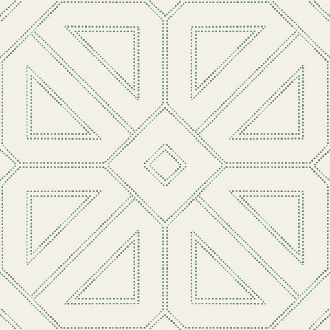 Voltaire Green Beaded Textured Geometric Wallpaper
