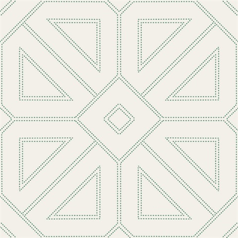 Voltaire Green Beaded Textured Geometric Wallpaper