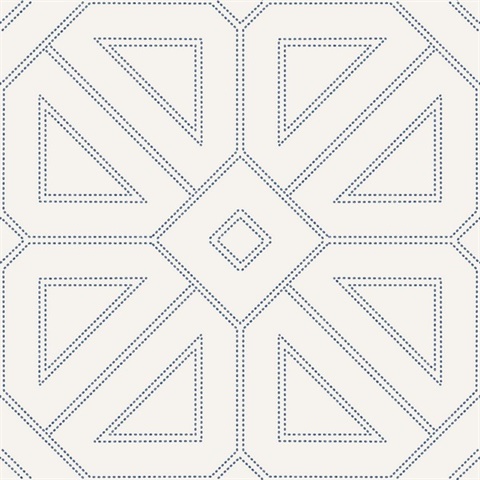 Voltaire Indigo Beaded Textured Geometric Wallpaper