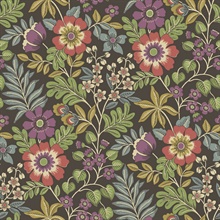 Voysey Black Scandinavian Floral Wallpaper