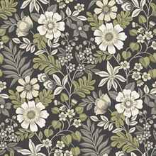 Voysey Black Scandinavian Floral Wallpaper