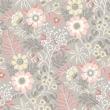 Voysey Pink Scandinavian Floral Wallpaper