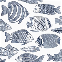 Wailea Indigo Tropical Fish Wallpaper