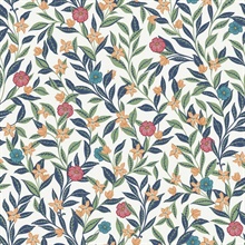 Wakehurst Primary Floral Vine Wallpaper