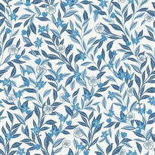 Wakehurst Soft Blues Floral Vine Wallpaper