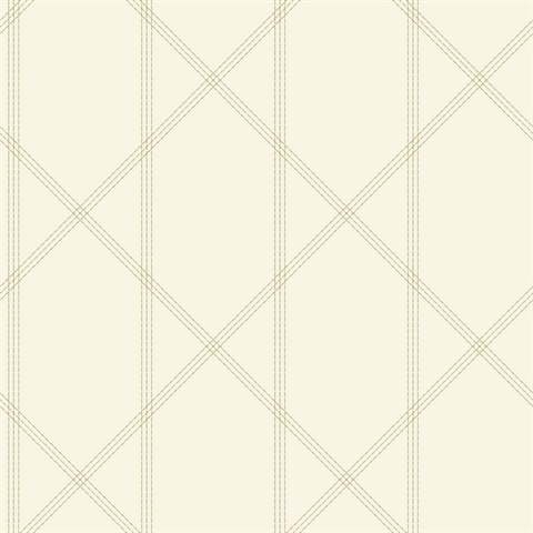 Walcott Cream Stitched Trellis Wallpaper
