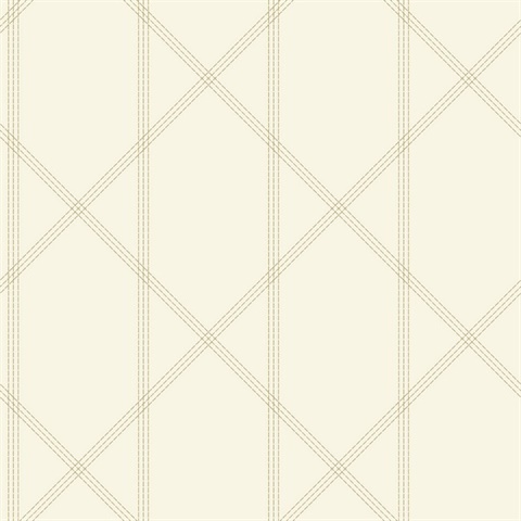 Walcott Cream Stitched Trellis Wallpaper