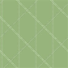 Walcott Light Green Stitched Trellis Wallpaper