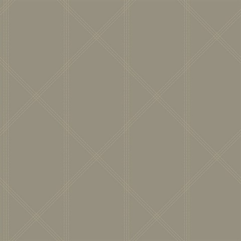 Walcott Light Grey Stitched Trellis Wallpaper