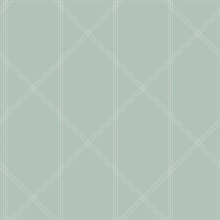 Walcott Seafoam Stitched Trellis Wallpaper